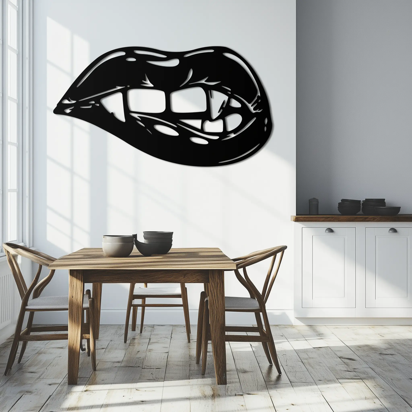 Geometric Lips Metal Wall Art - Bold & Modern Statement Piece- KAF186 by Enova Art