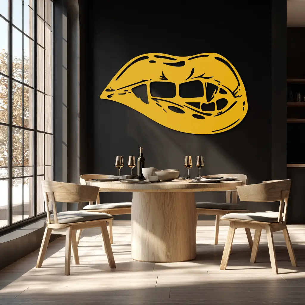 Geometric Lips Metal Wall Art - Bold & Modern Statement Piece- KAF186 by Enova Art