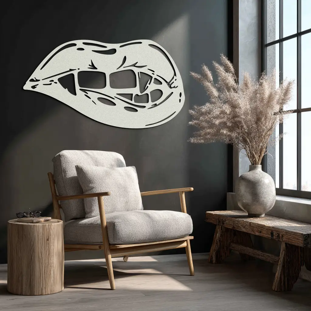 Geometric Lips Metal Wall Art - Bold & Modern Statement Piece- KAF186 by Enova Art