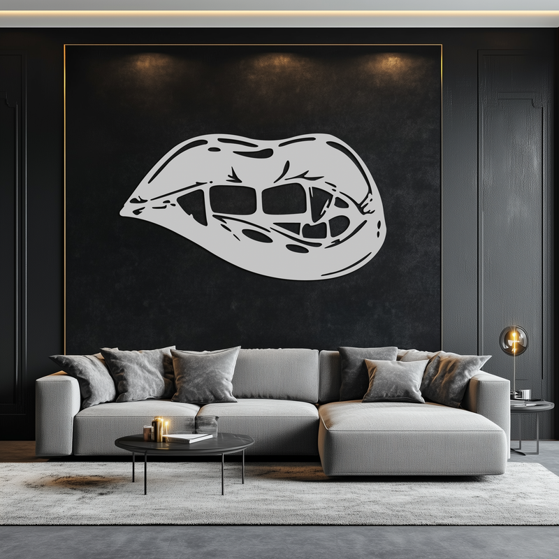 Geometric Lips Metal Wall Art - Bold & Modern Statement Piece- KAF186 by Enova Art
