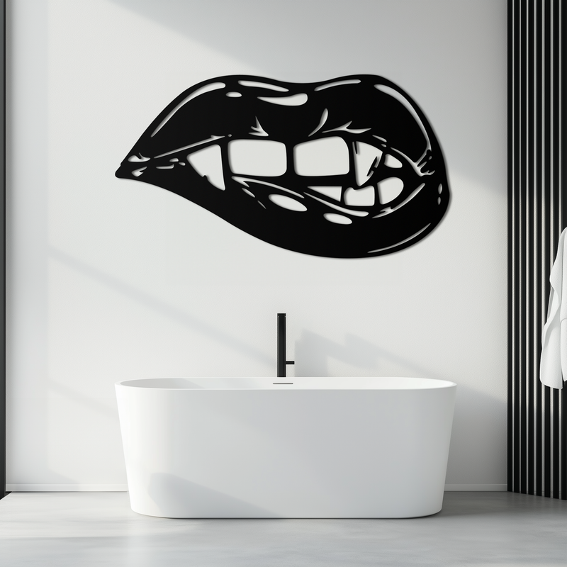 Geometric Lips Metal Wall Art - Bold & Modern Statement Piece- KAF186 by Enova Art