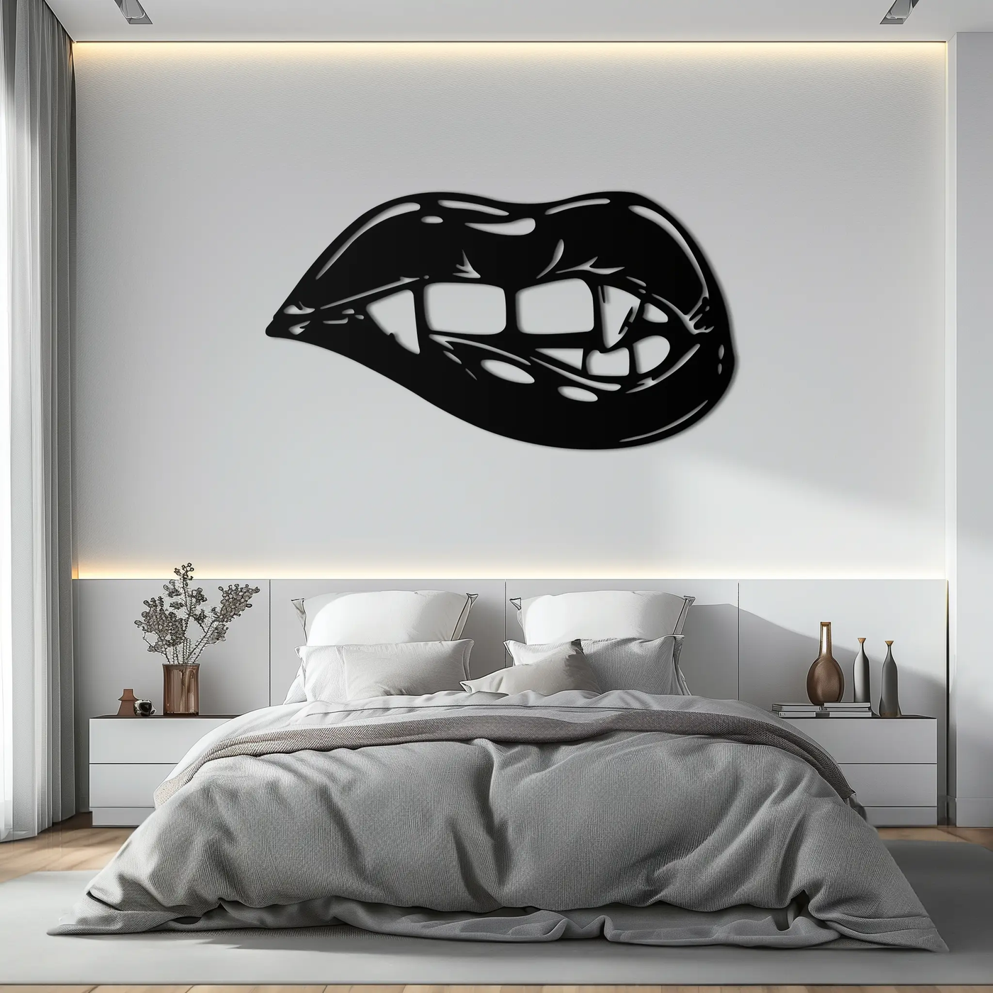 Geometric Lips Metal Wall Art - Bold & Modern Statement Piece- KAF186 by Enova Art