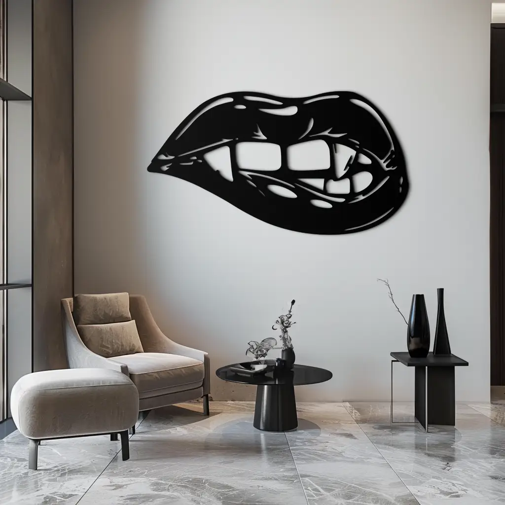 Geometric Lips Metal Wall Art - Bold & Modern Statement Piece- KAF186 by Enova Art