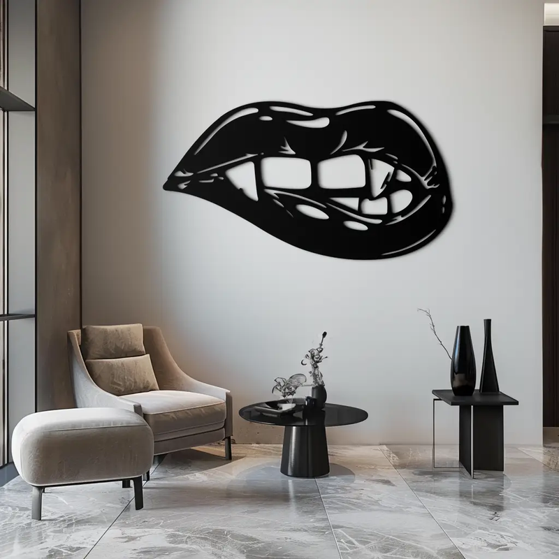 Geometric Lips Metal Wall Art - Bold & Modern Statement Piece- KAF186 by Enova Art