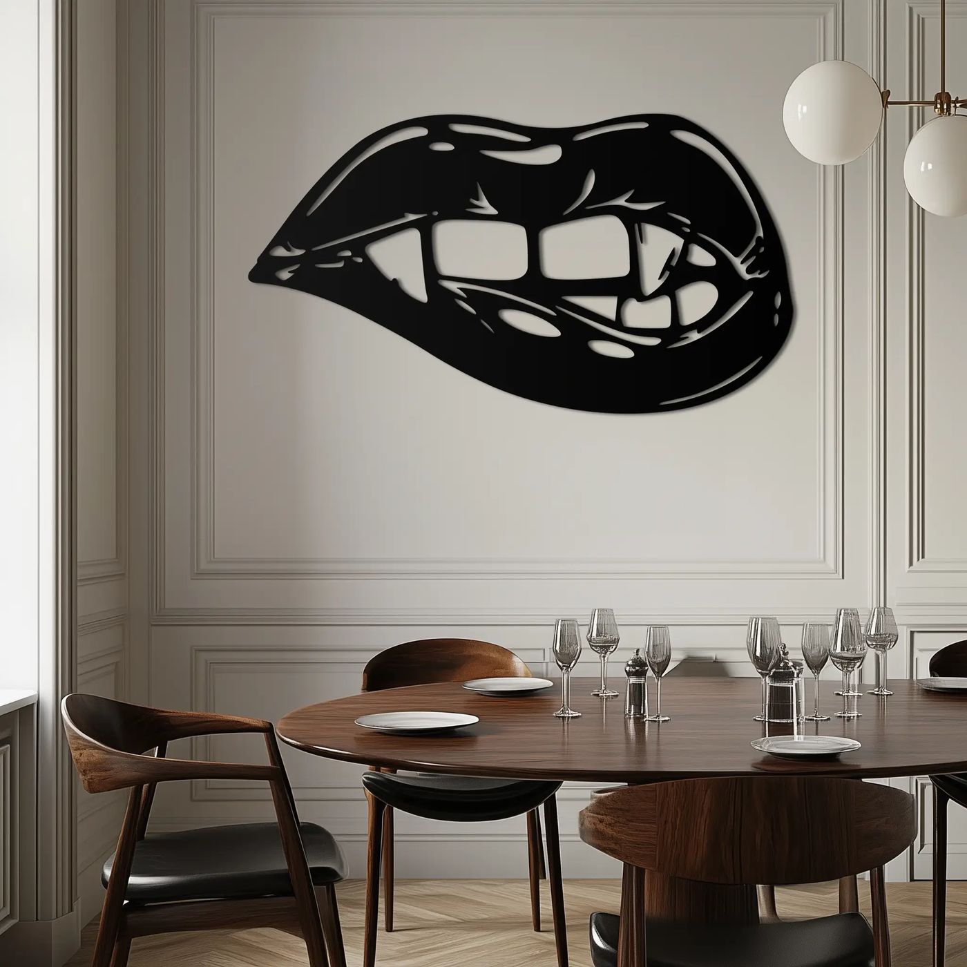 Geometric Lips Metal Wall Art - Bold & Modern Statement Piece- KAF186 by Enova Art