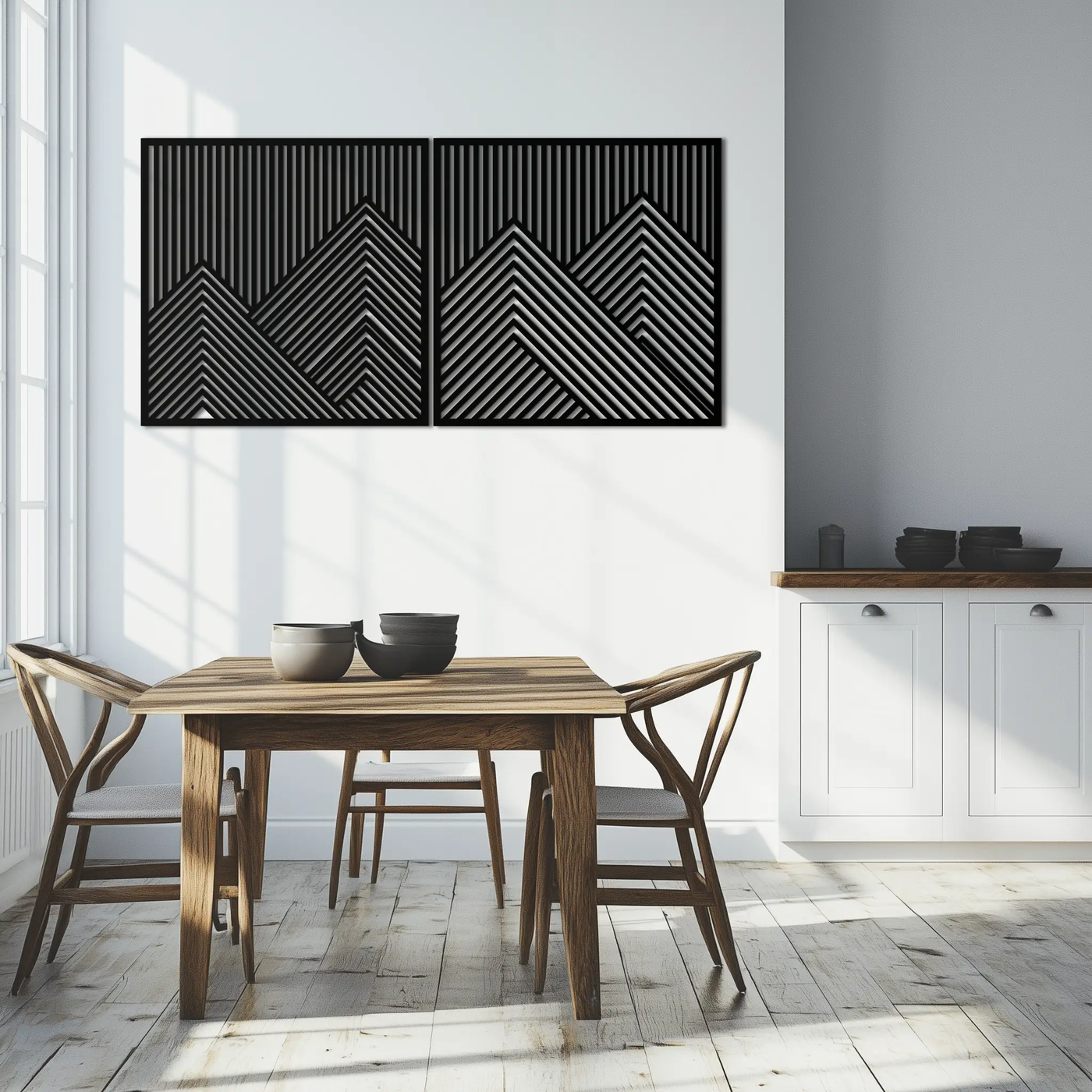 Geometric Mountain Landscape Metal Wall Art - Modern Minimalist Decor- KAF188 by Enova Art