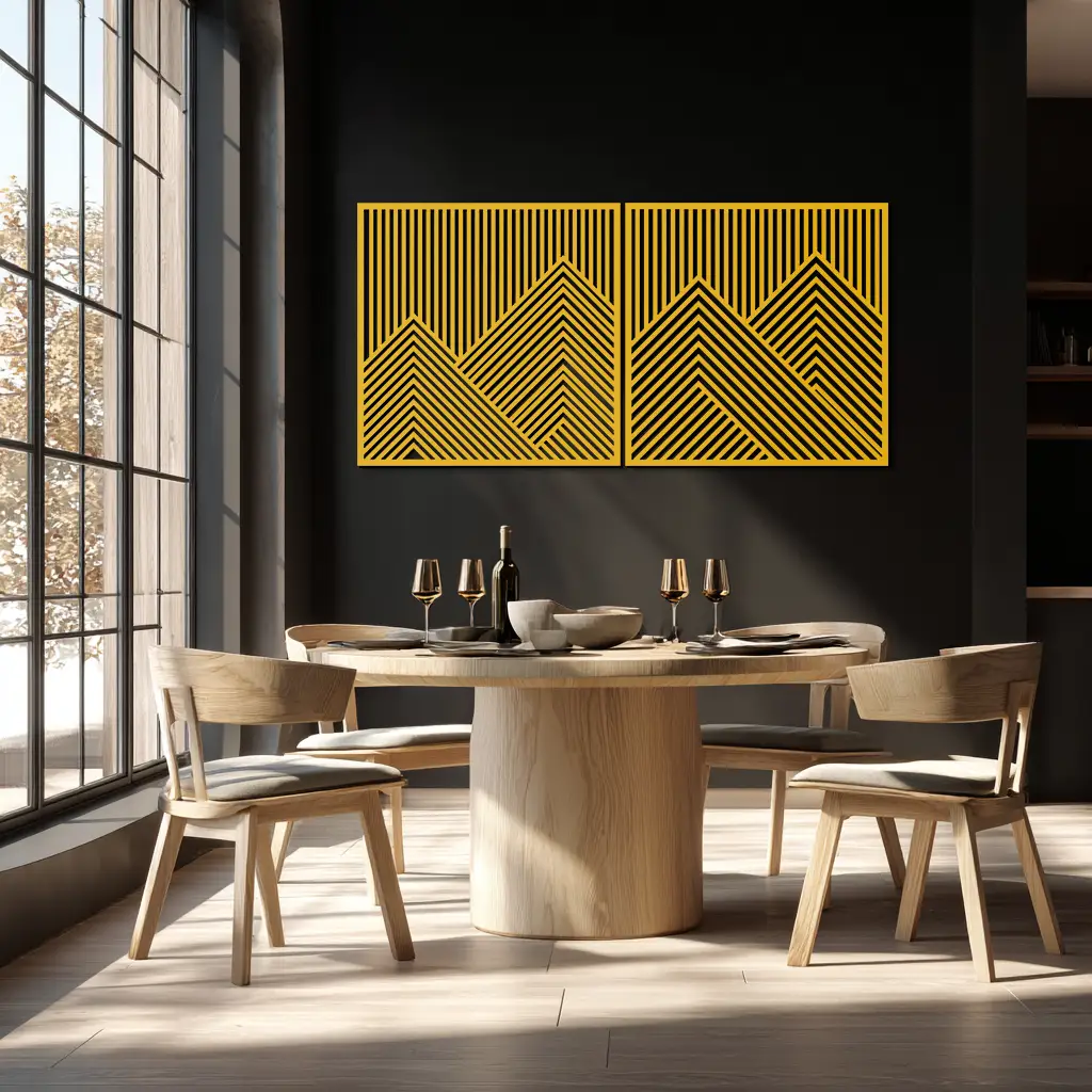 Geometric Mountain Landscape Metal Wall Art - Modern Minimalist Decor- KAF188 by Enova Art