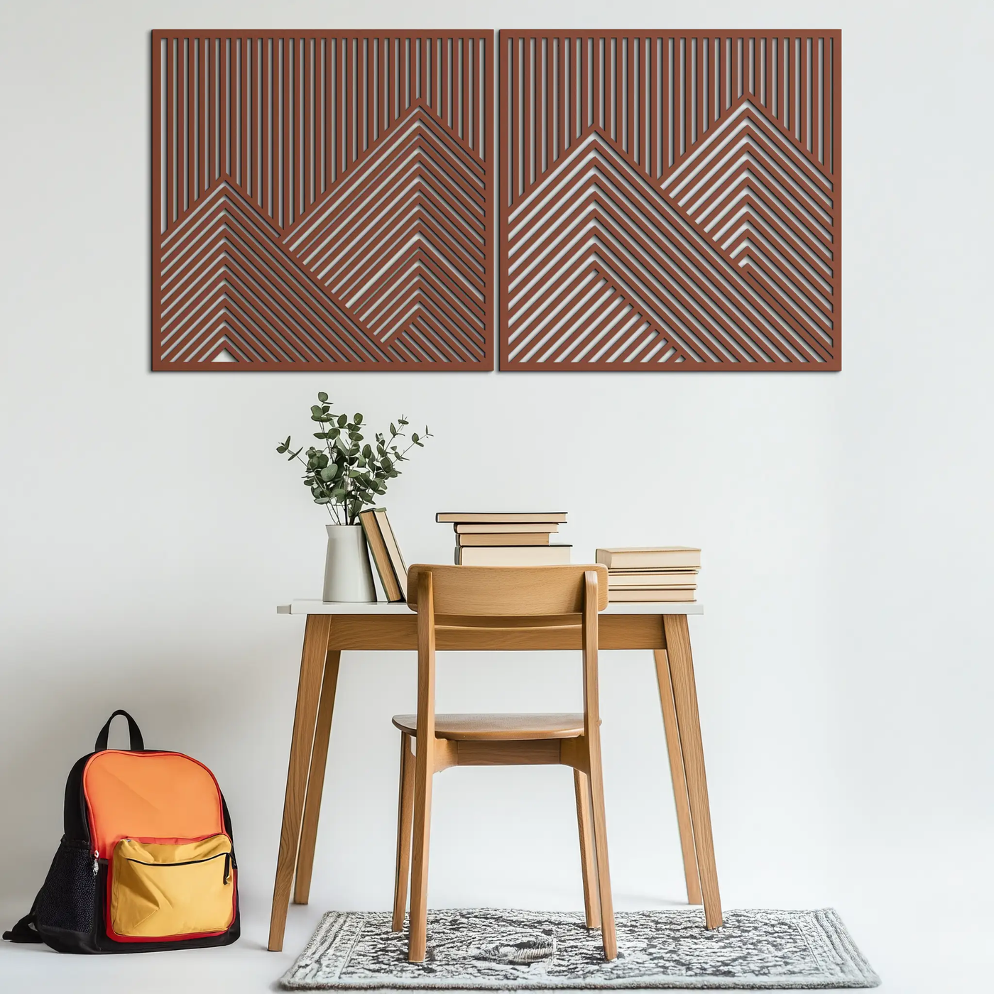 Geometric Mountain Landscape Metal Wall Art - Modern Minimalist Decor- KAF188 by Enova Art