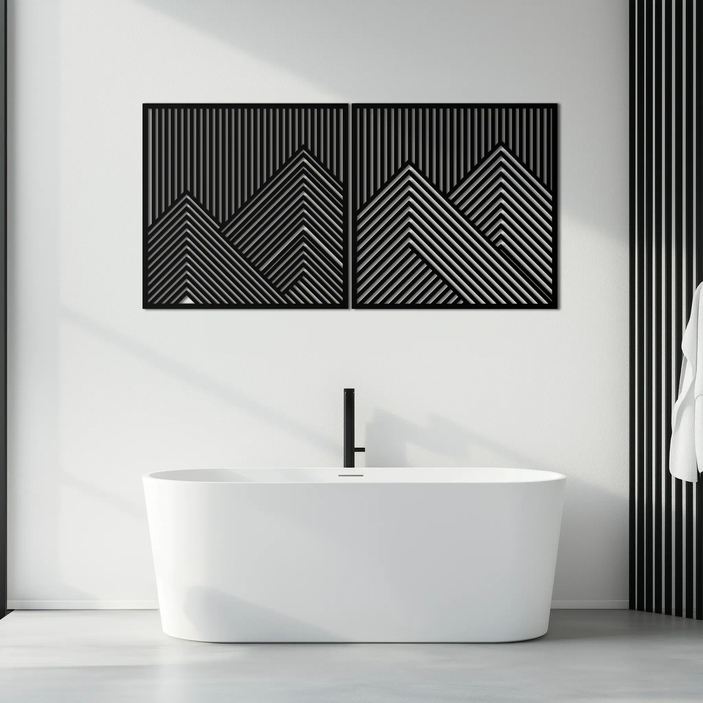 Geometric Mountain Landscape Metal Wall Art - Modern Minimalist Decor- KAF188 by Enova Art