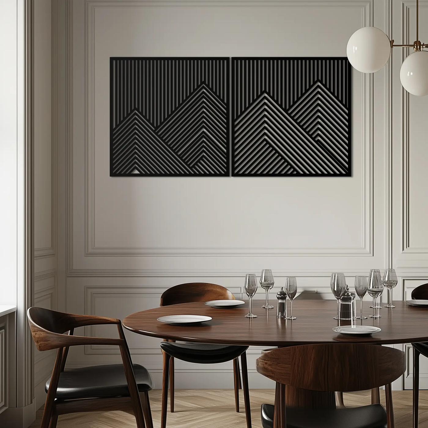 Geometric Mountain Landscape Metal Wall Art - Modern Minimalist Decor- KAF188 by Enova Art