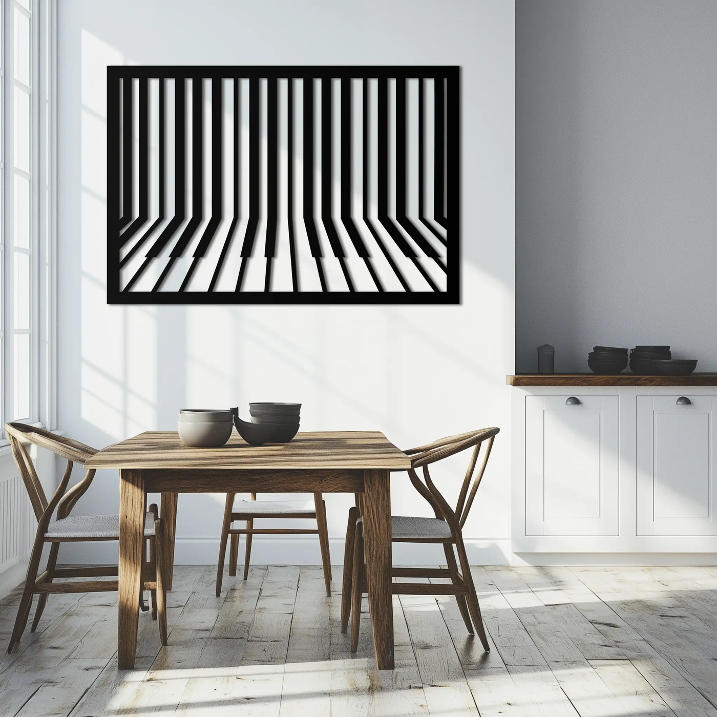 Geometric Piano Keys Metal Wall Art - Modern Music Decor- KAF189 by Enova Art