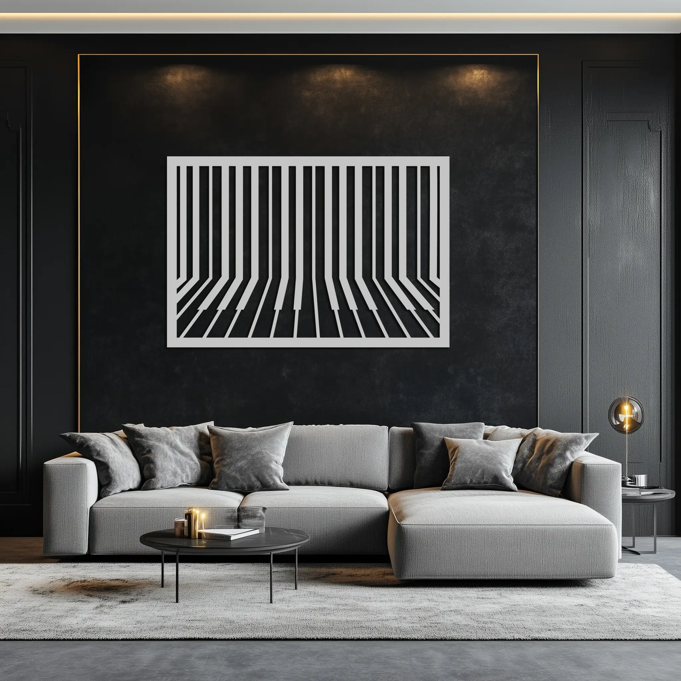 Geometric Piano Keys Metal Wall Art - Modern Music Decor- KAF189 by Enova Art