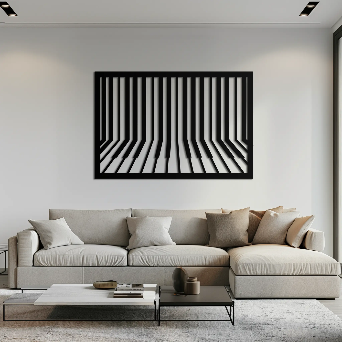 Geometric Piano Keys Metal Wall Art - Modern Music Decor- KAF189 by Enova Art