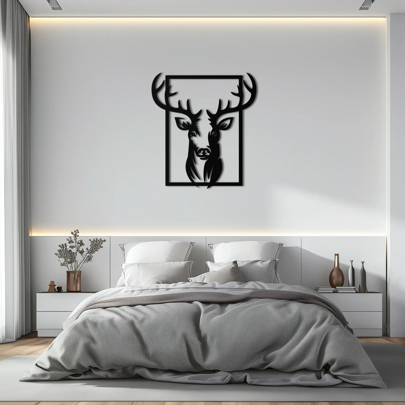 Majestic Deer Metal Wall Art - Nature-Inspired Minimalist Decor- KAF190 by Enova Art
