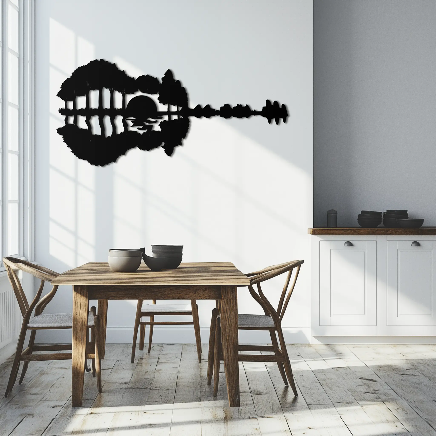 Guitar Landscape Metal Wall Art – Music & Nature Fusion - KAF191 by Enova Art