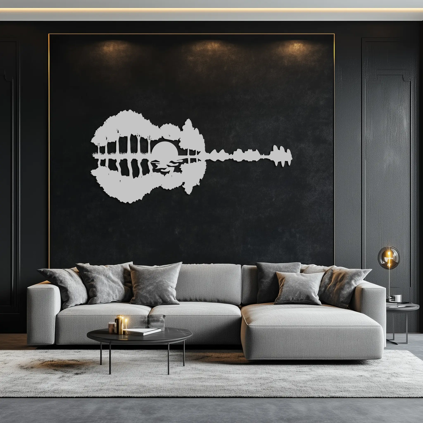 Guitar Landscape Metal Wall Art – Music & Nature Fusion - KAF191 by Enova Art