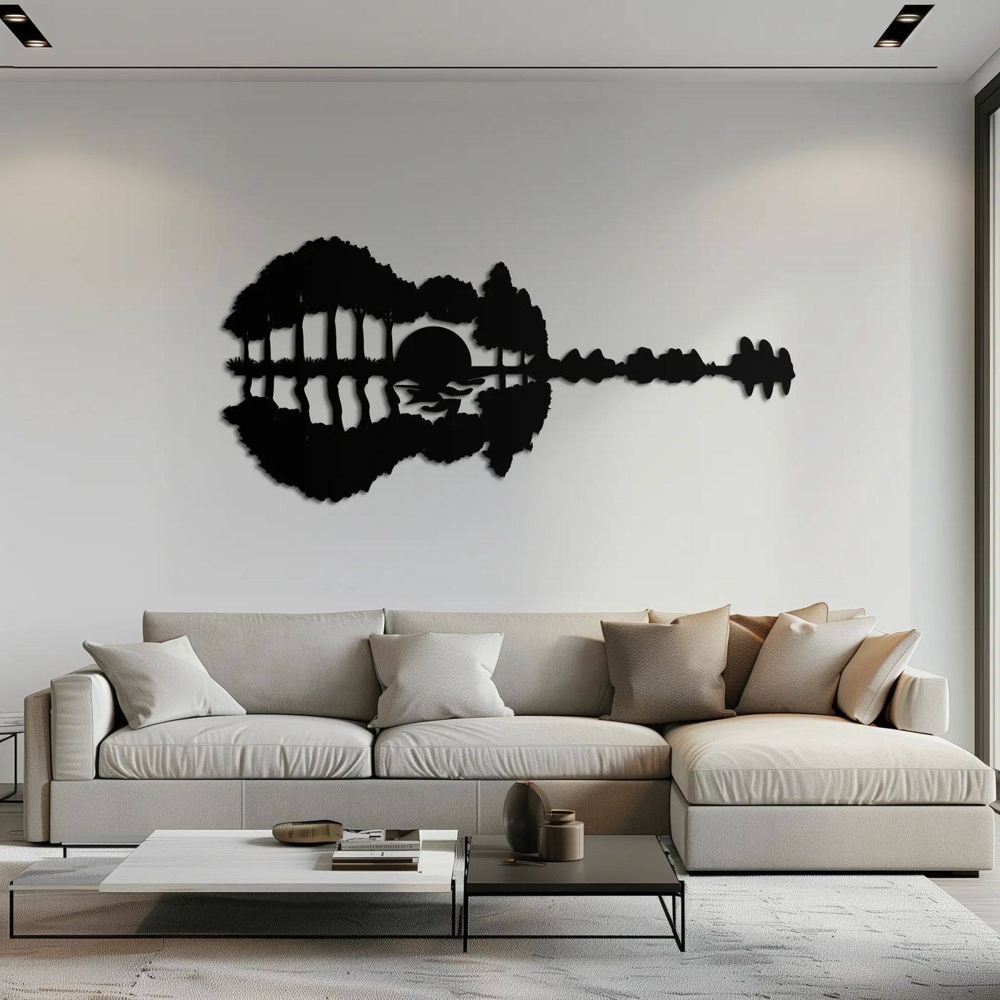 Guitar Landscape Metal Wall Art – Music & Nature Fusion - KAF191 by Enova Art
