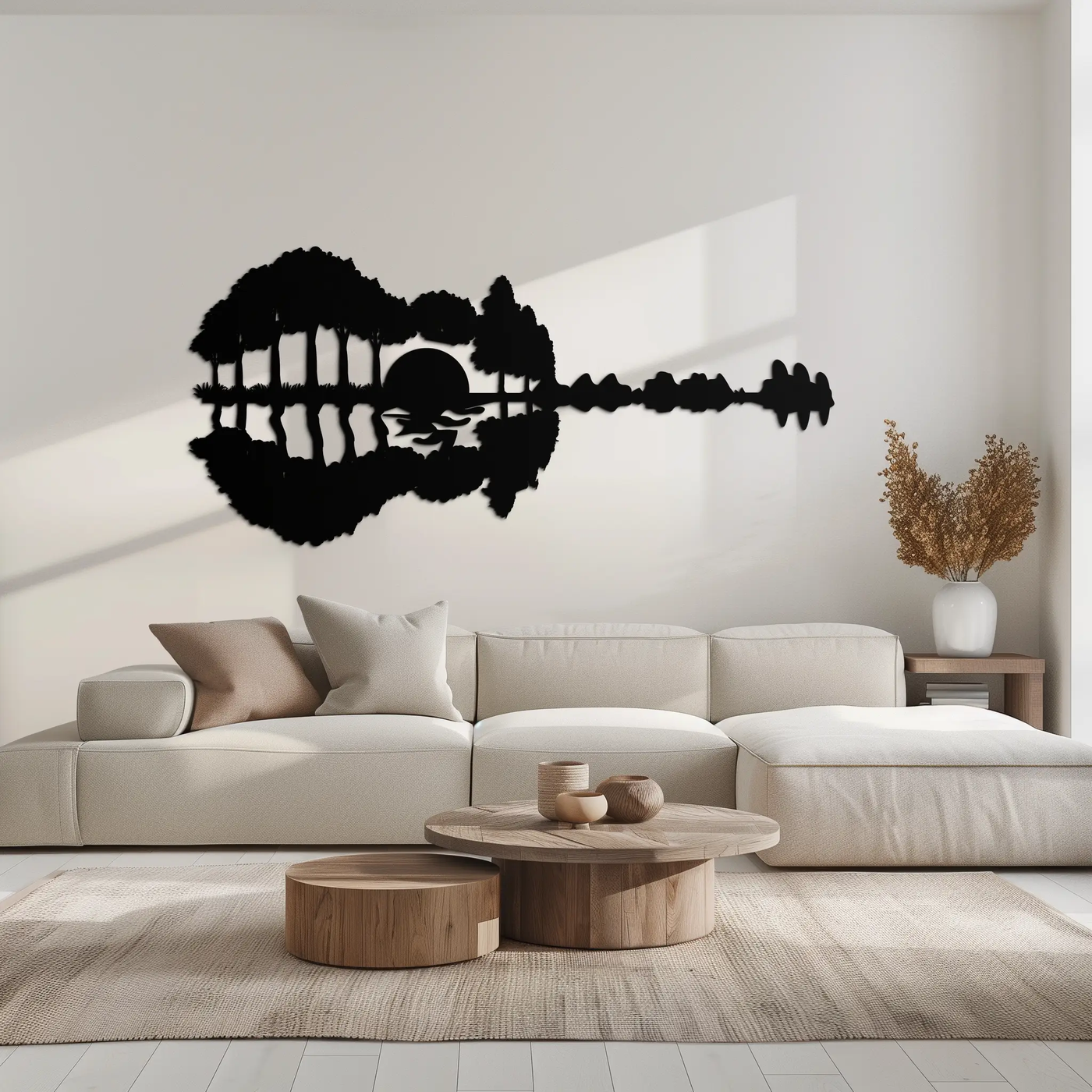 Guitar Landscape Metal Wall Art – Music & Nature Fusion - KAF191 by Enova Art