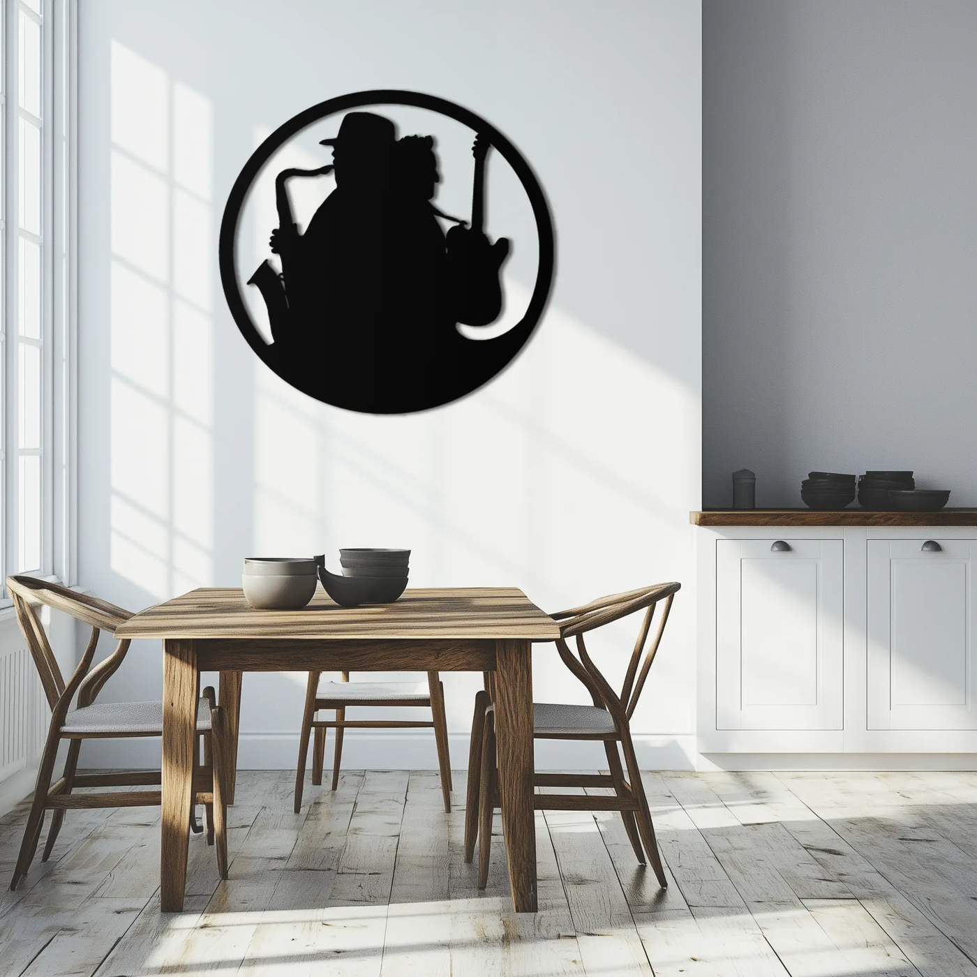 Jazz Musicians Metal Wall Art – Saxophone & Guitar Design - KAF192 by Enova Art