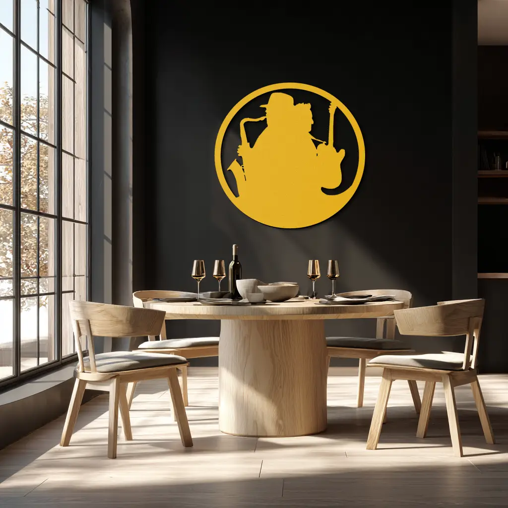Jazz Musicians Metal Wall Art – Saxophone & Guitar Design - KAF192 by Enova Art