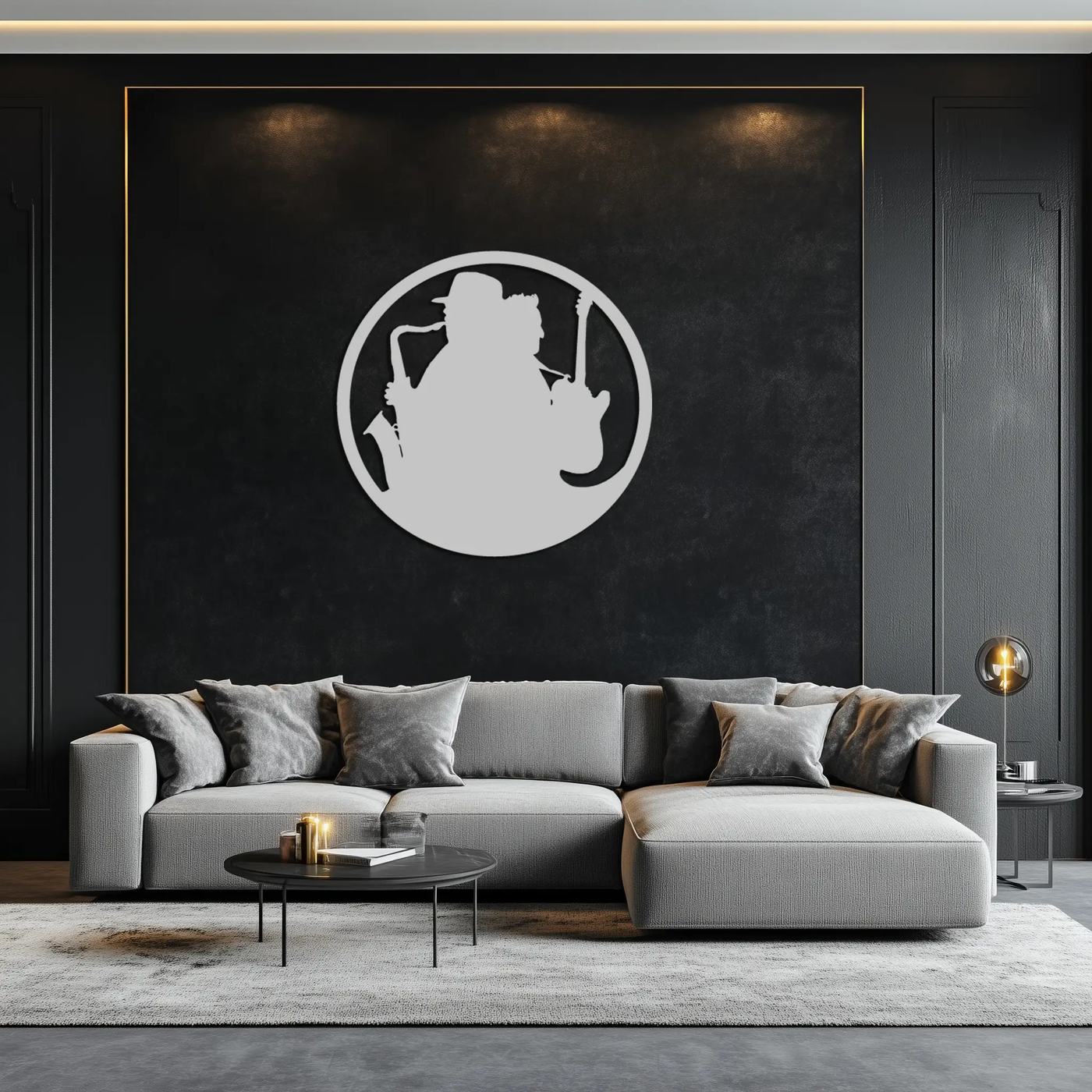 Jazz Musicians Metal Wall Art – Saxophone & Guitar Design - KAF192 by Enova Art