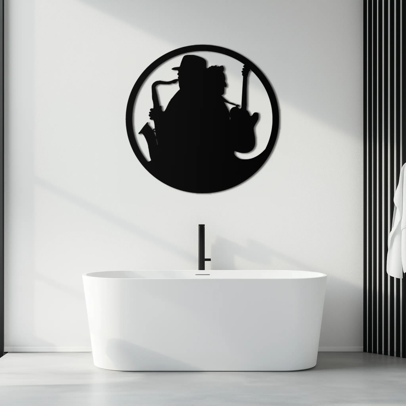 Jazz Musicians Metal Wall Art – Saxophone & Guitar Design - KAF192 by Enova Art