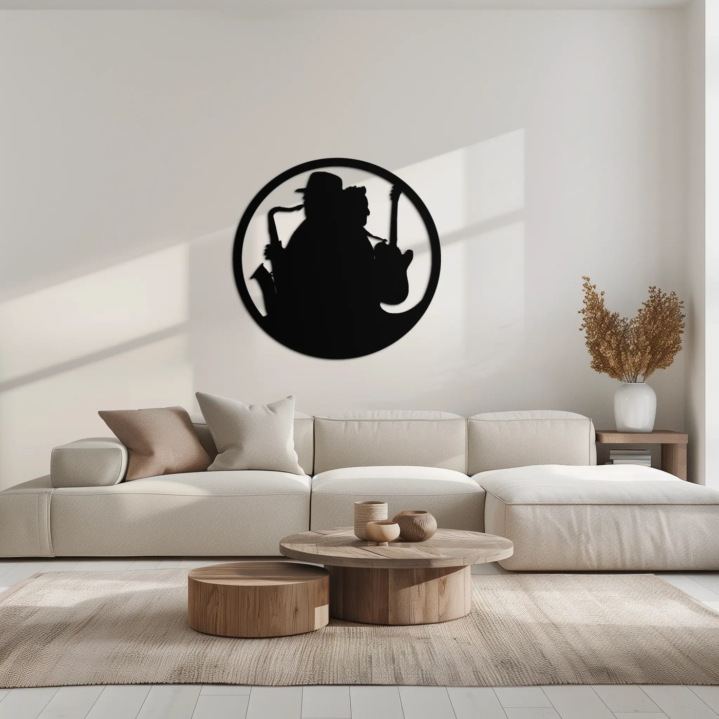 Jazz Musicians Metal Wall Art – Saxophone & Guitar Design - KAF192 by Enova Art
