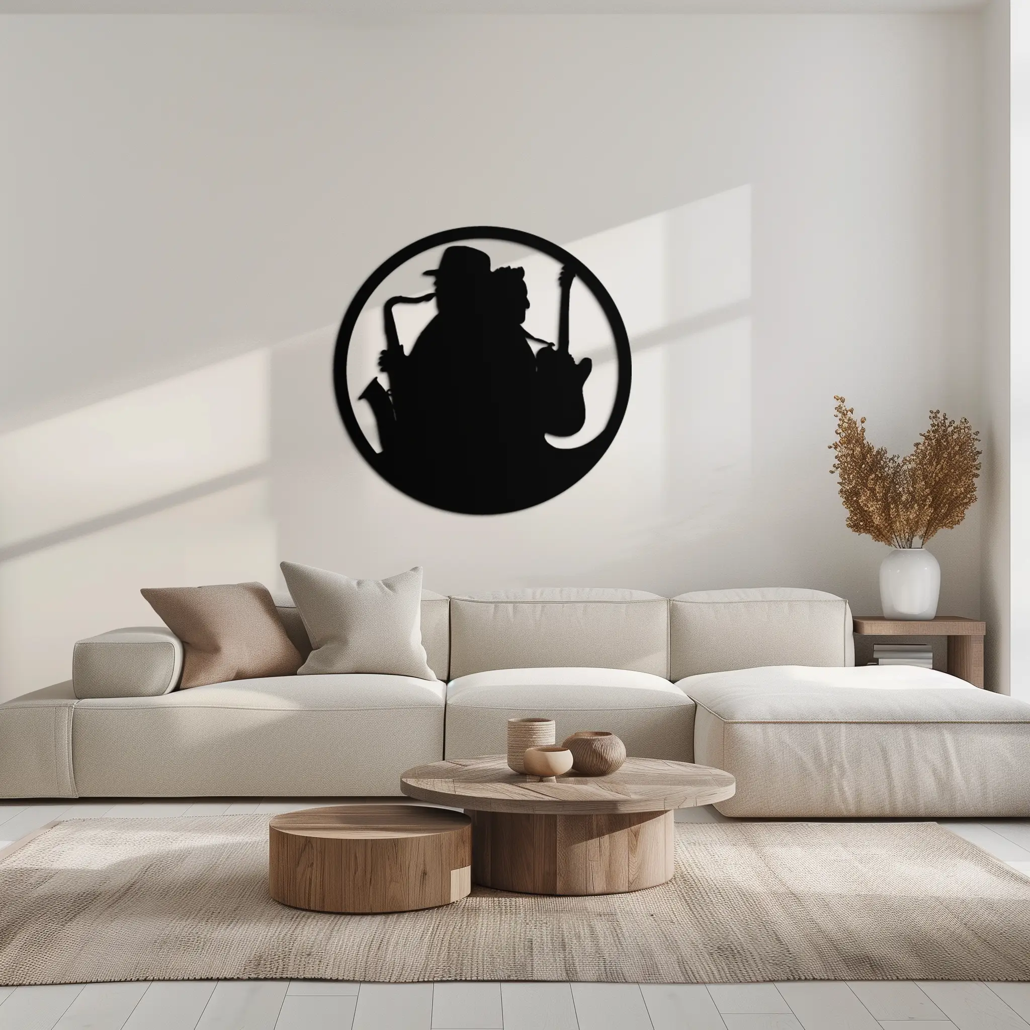 Jazz Musicians Metal Wall Art – Saxophone & Guitar Design - KAF192 by Enova Art