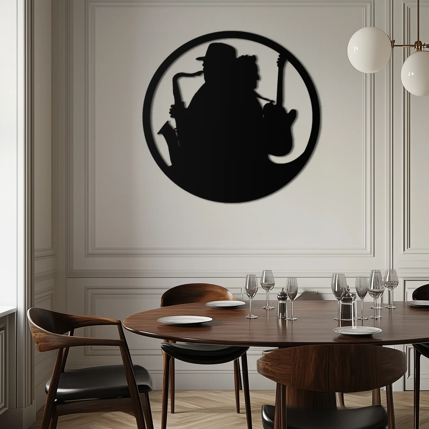 Jazz Musicians Metal Wall Art – Saxophone & Guitar Design - KAF192 by Enova Art