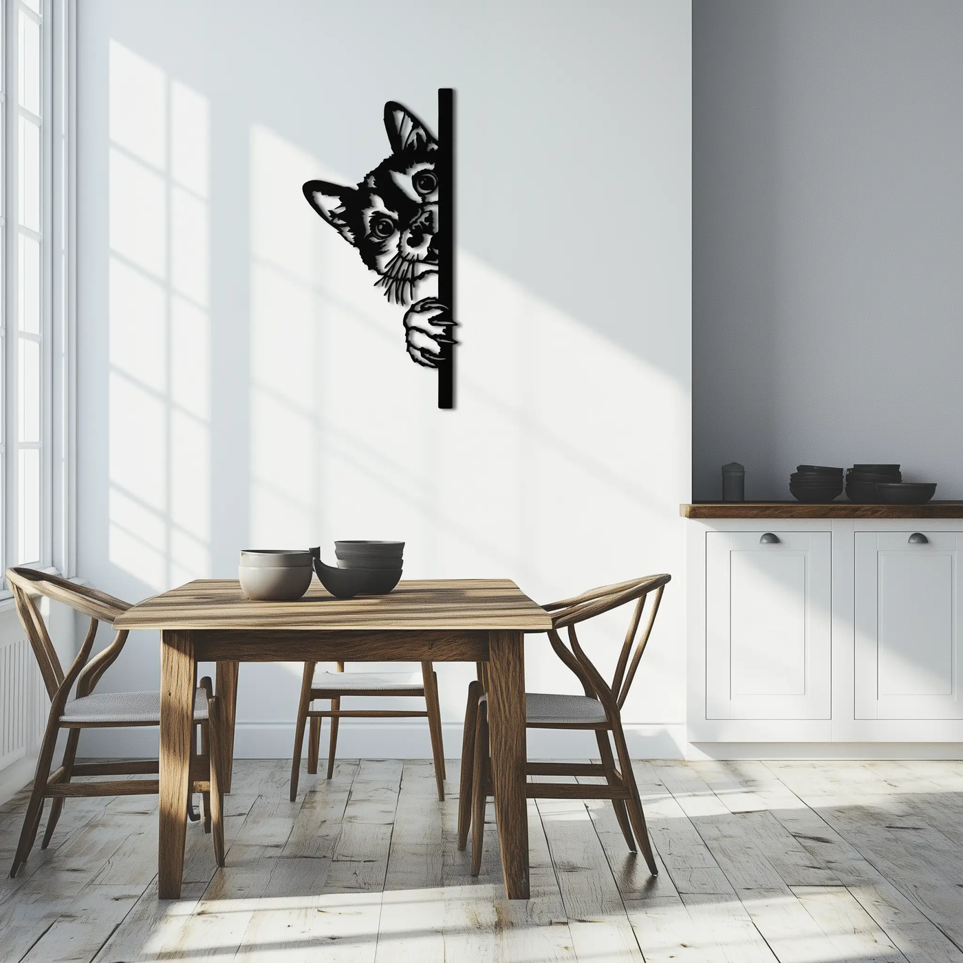 Peeking Cat Metal Wall Art – Cute Kitty Home Decor - KAF193 by Enova Art