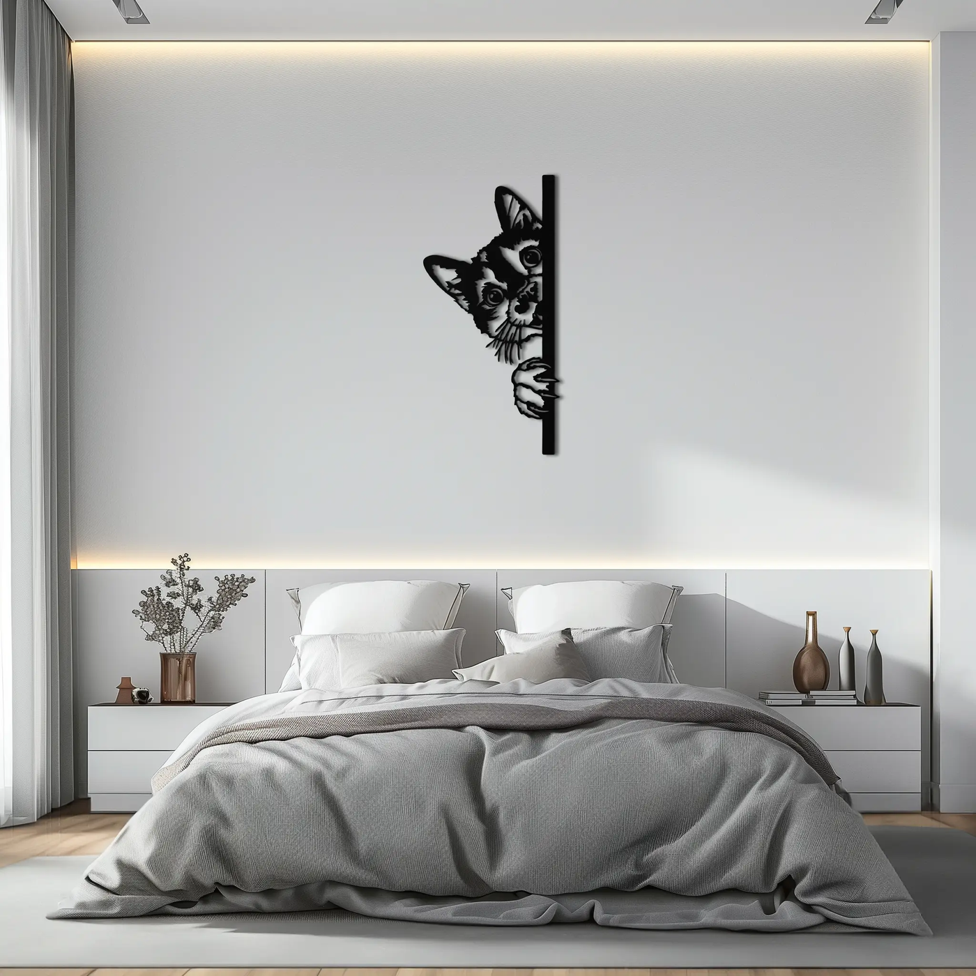 Peeking Cat Metal Wall Art – Cute Kitty Home Decor - KAF193 by Enova Art