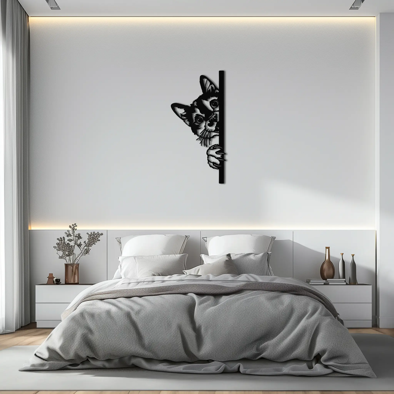 Peeking Cat Metal Wall Art – Cute Kitty Home Decor - KAF193 by Enova Art