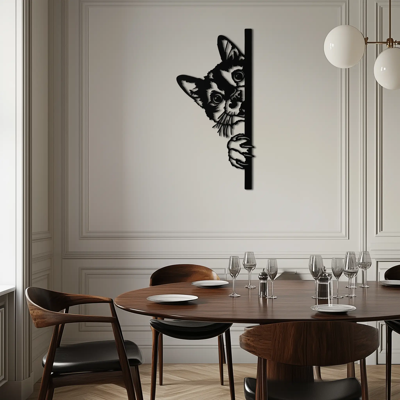 Peeking Cat Metal Wall Art – Cute Kitty Home Decor - KAF193 by Enova Art