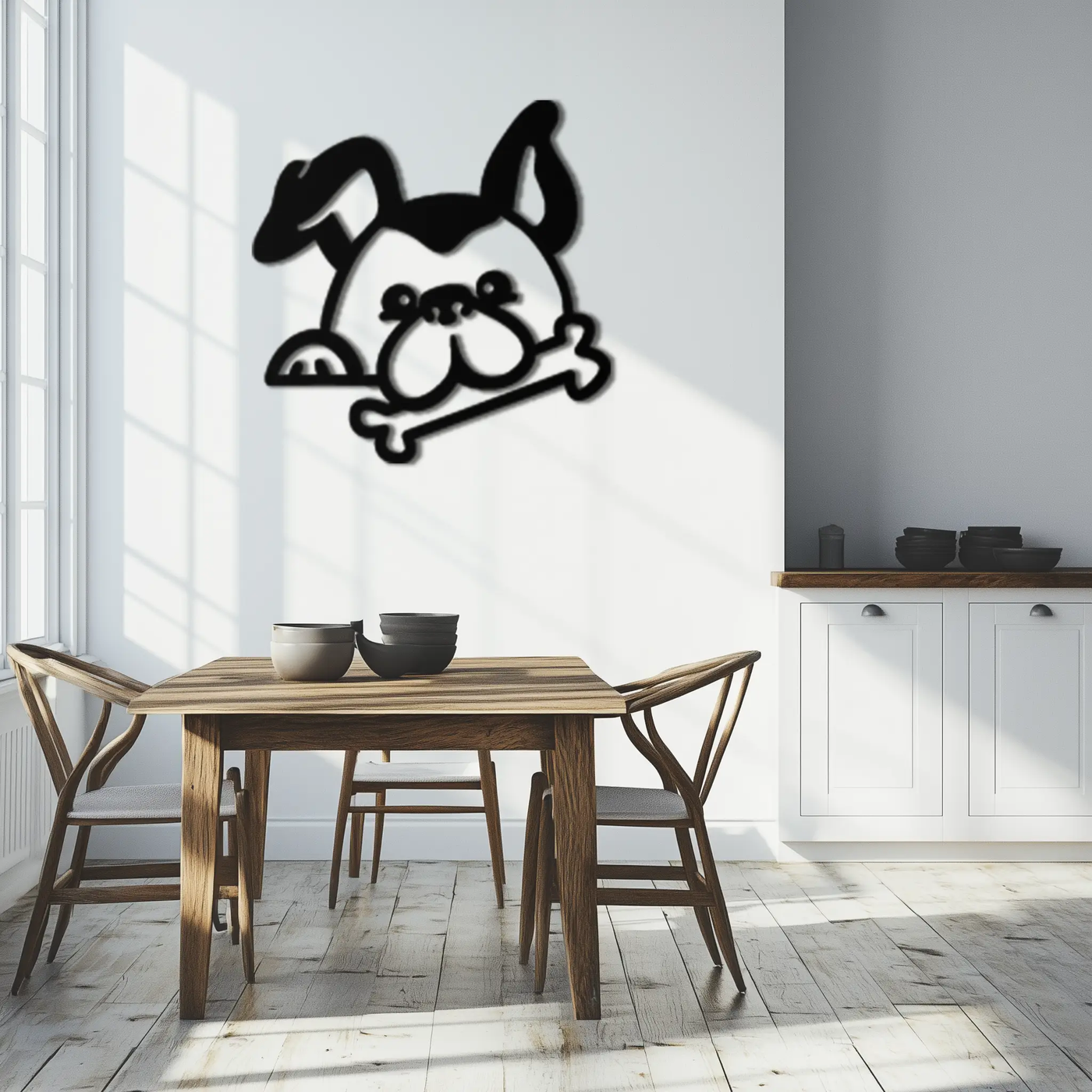 Bone-Holding Dog Metal Wall Art - Playful Pet Decor - KAF194 by Enova Art