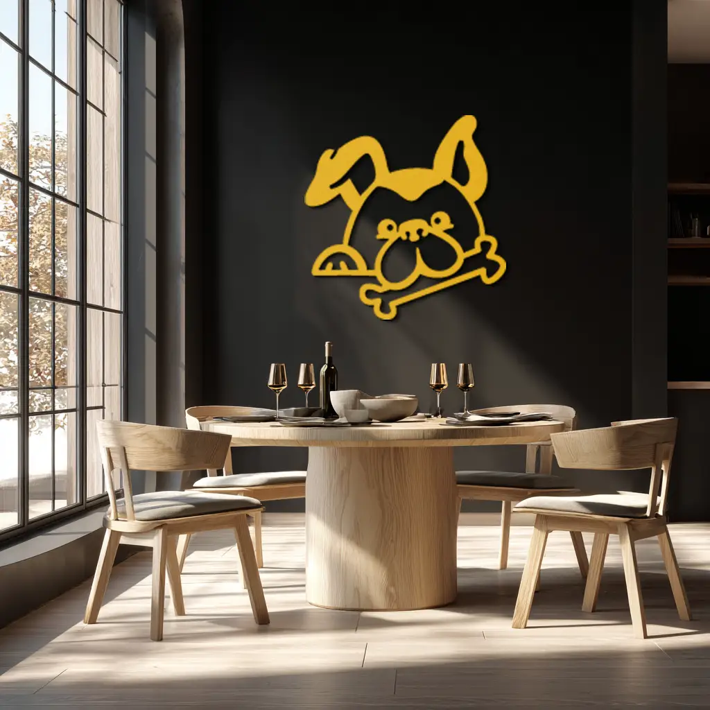 Bone-Holding Dog Metal Wall Art - Playful Pet Decor - KAF194 by Enova Art