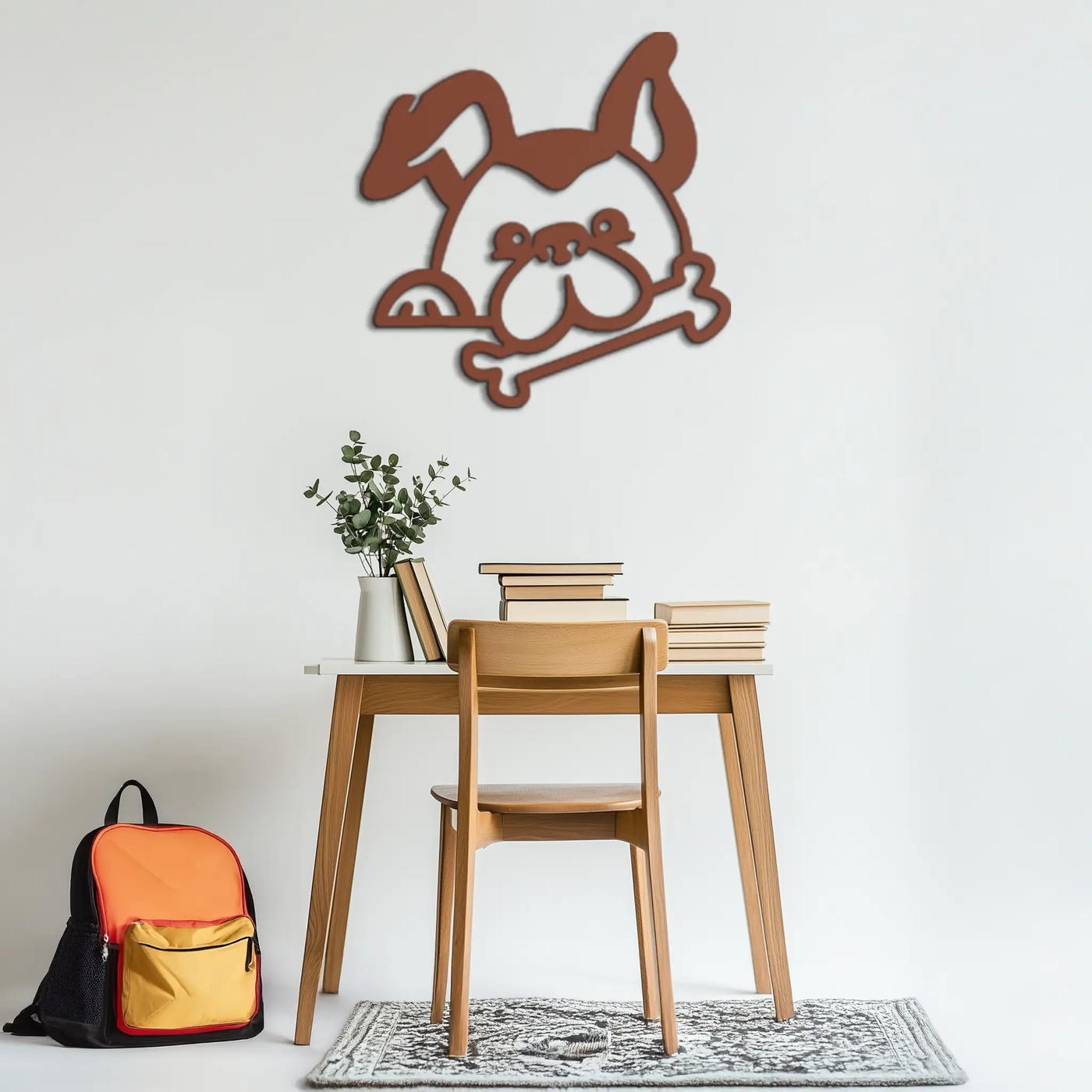 Bone-Holding Dog Metal Wall Art - Playful Pet Decor - KAF194 by Enova Art