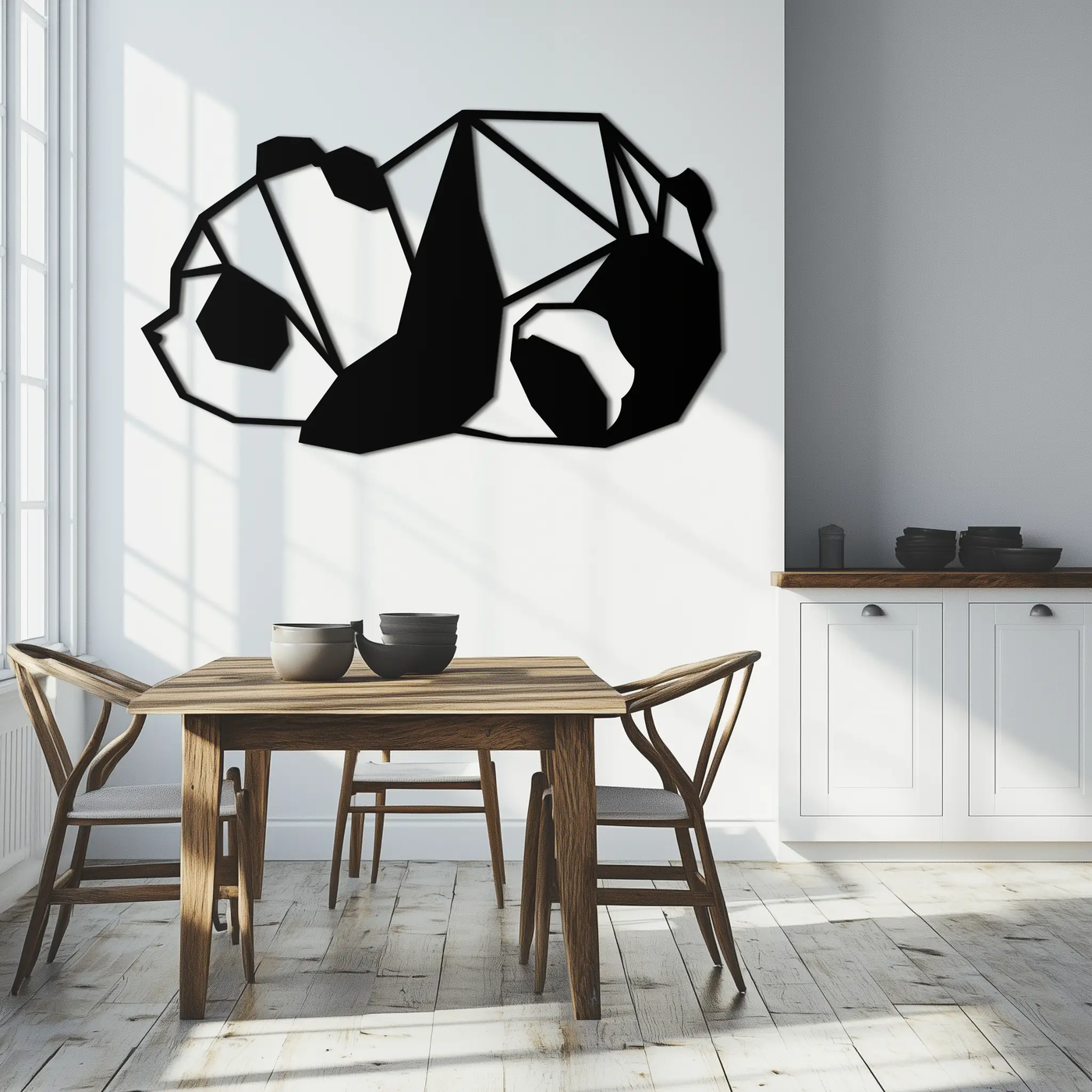 Geometric Sleeping Panda Metal Wall Art - Minimalist & Modern Decor - KAF195 by Enova Art