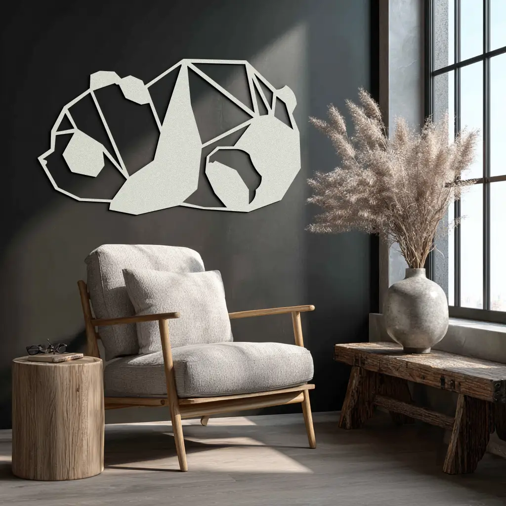 Geometric Sleeping Panda Metal Wall Art - Minimalist & Modern Decor - KAF195 by Enova Art
