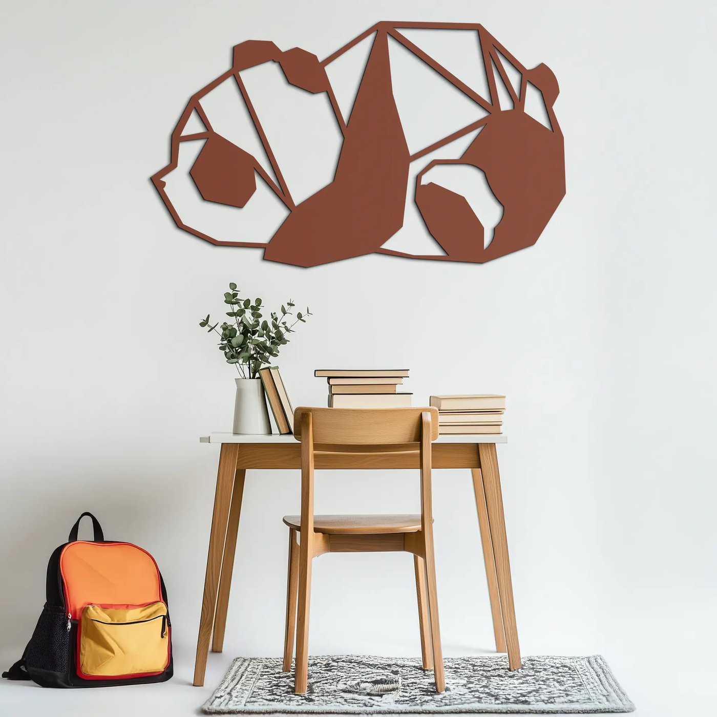 Geometric Sleeping Panda Metal Wall Art - Minimalist & Modern Decor - KAF195 by Enova Art