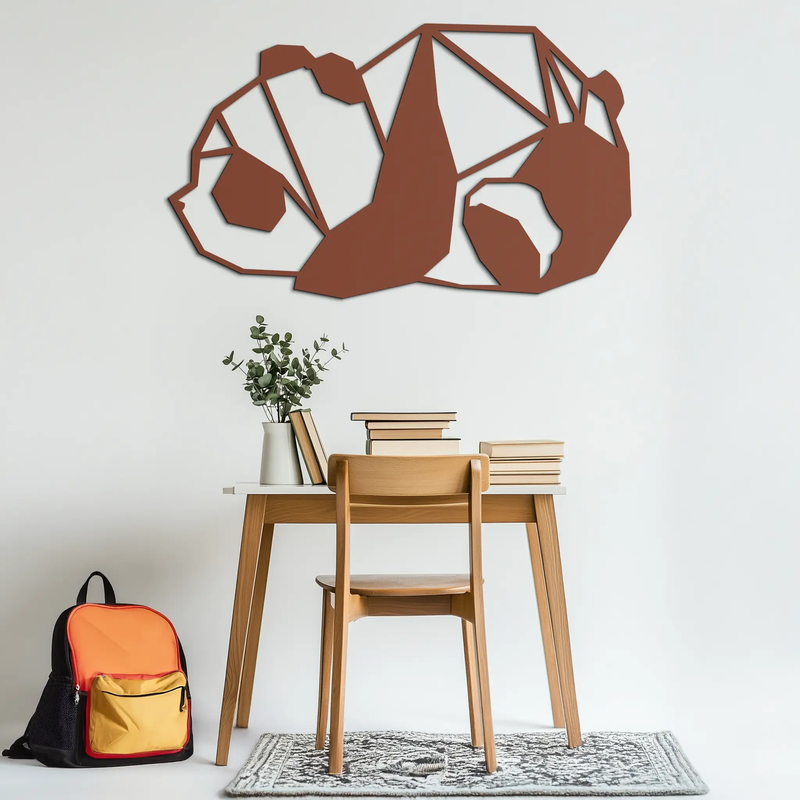 Geometric Sleeping Panda Metal Wall Art - Minimalist & Modern Decor - KAF195 by Enova Art