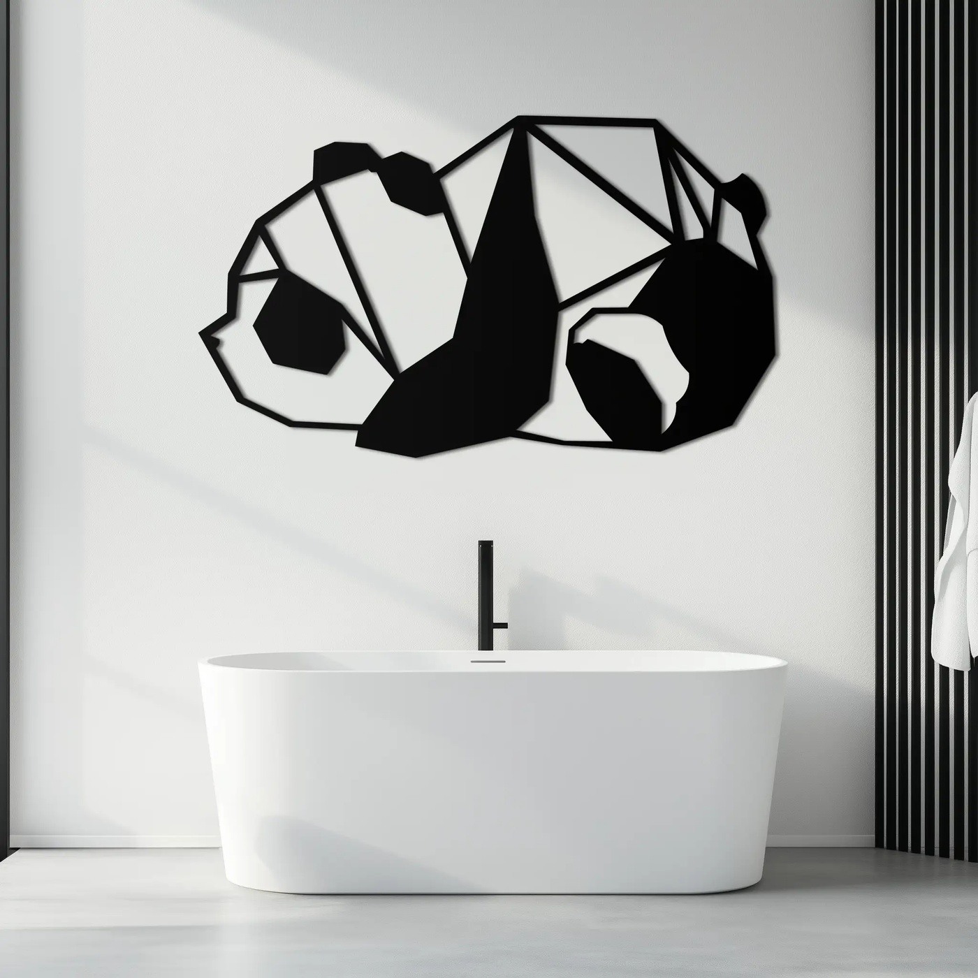 Geometric Sleeping Panda Metal Wall Art - Minimalist & Modern Decor - KAF195 by Enova Art