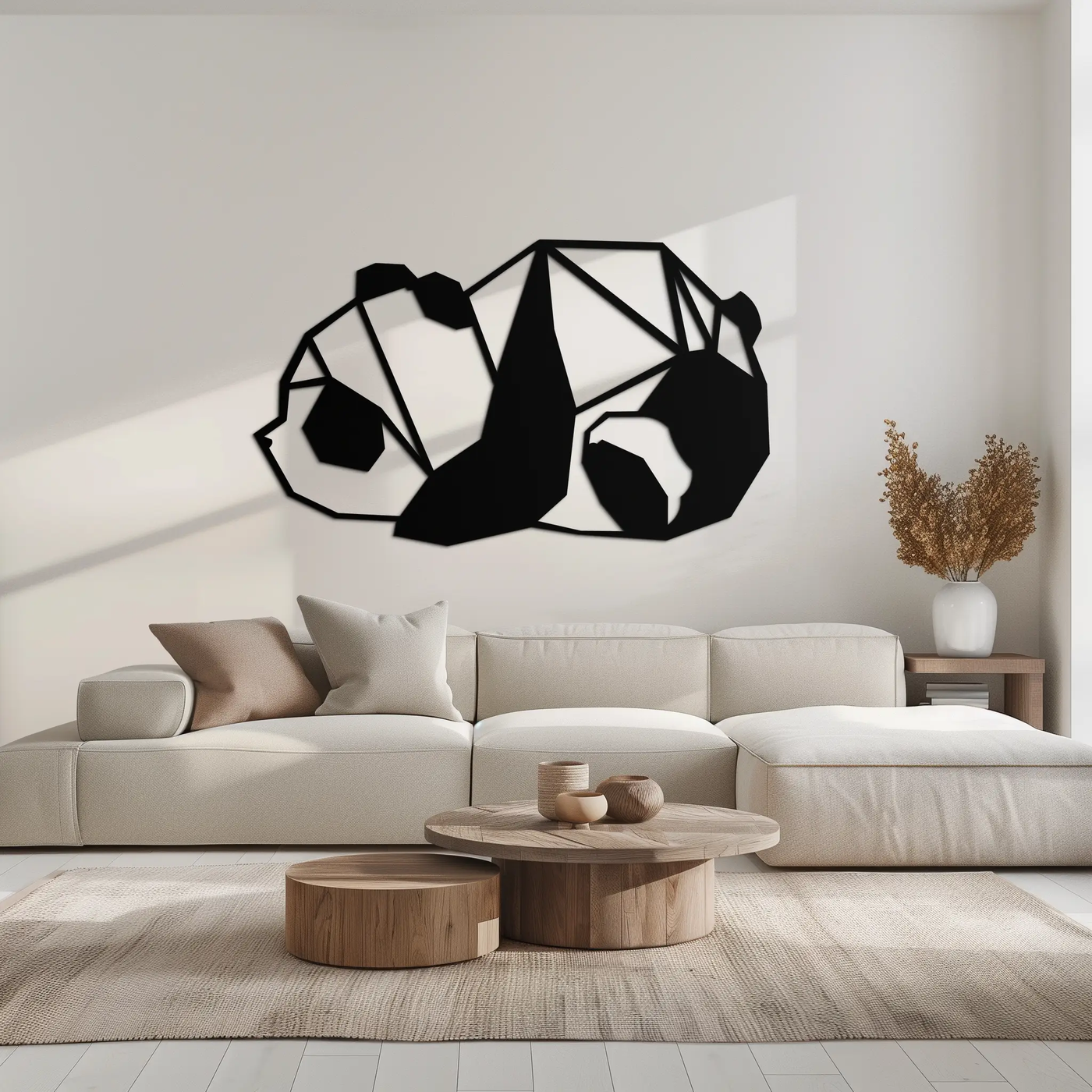 Geometric Sleeping Panda Metal Wall Art - Minimalist & Modern Decor - KAF195 by Enova Art