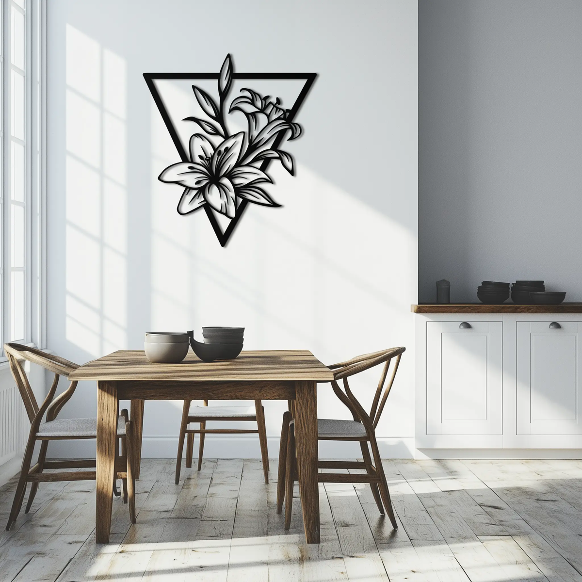 Geometric Lily Flower Metal Wall Art – Elegant Floral Design for Modern Decor - KAF196 by Enova Art