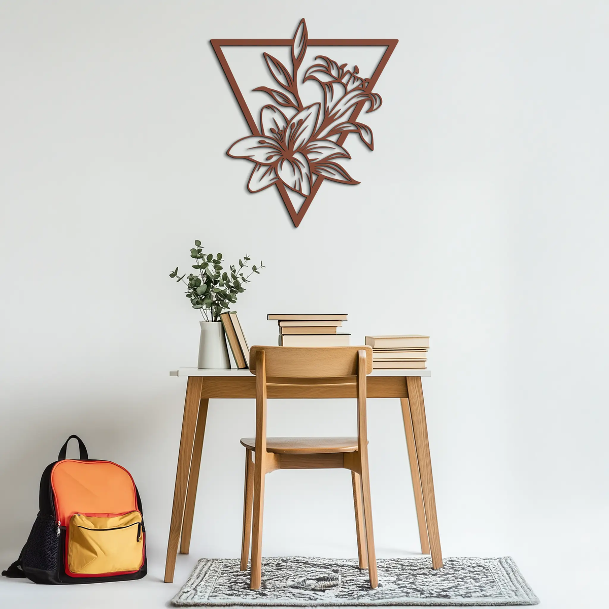 Geometric Lily Flower Metal Wall Art – Elegant Floral Design for Modern Decor - KAF196 by Enova Art