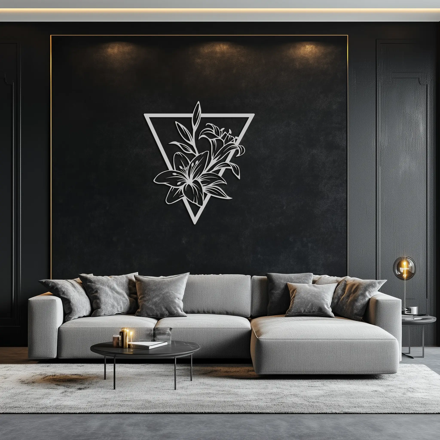Geometric Lily Flower Metal Wall Art – Elegant Floral Design for Modern Decor - KAF196 by Enova Art