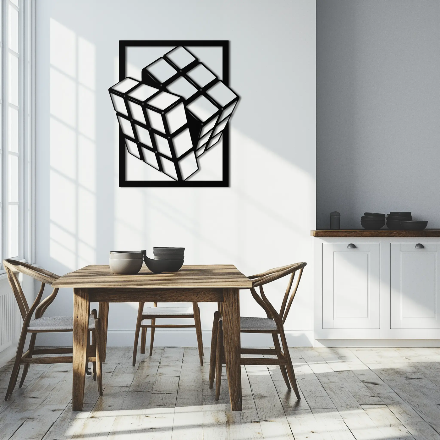 Geometric Rubik’s Cube Metal Wall Art – Modern Puzzle Enthusiast Decor - KAF197 by Enova Art