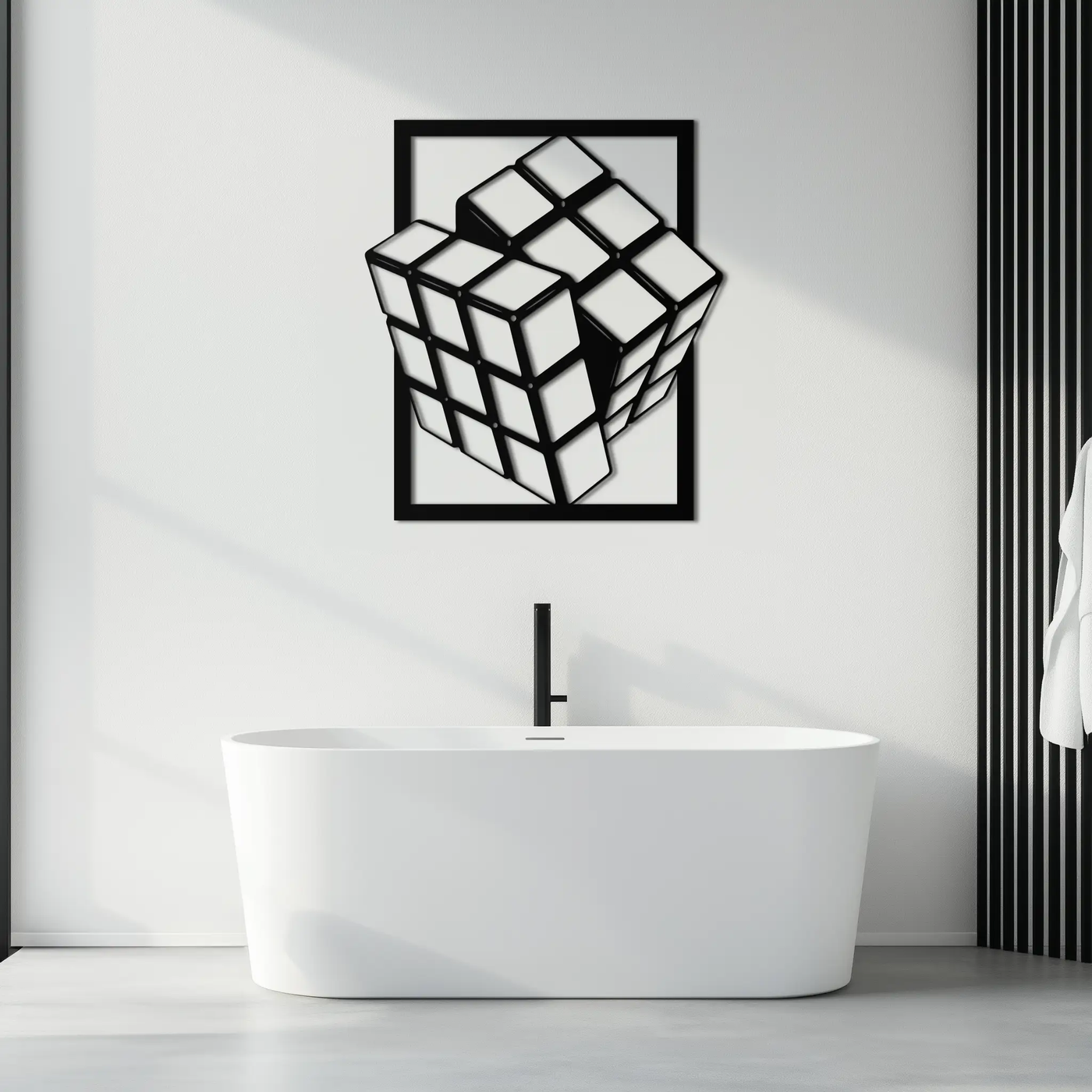 Geometric Rubik’s Cube Metal Wall Art – Modern Puzzle Enthusiast Decor - KAF197 by Enova Art