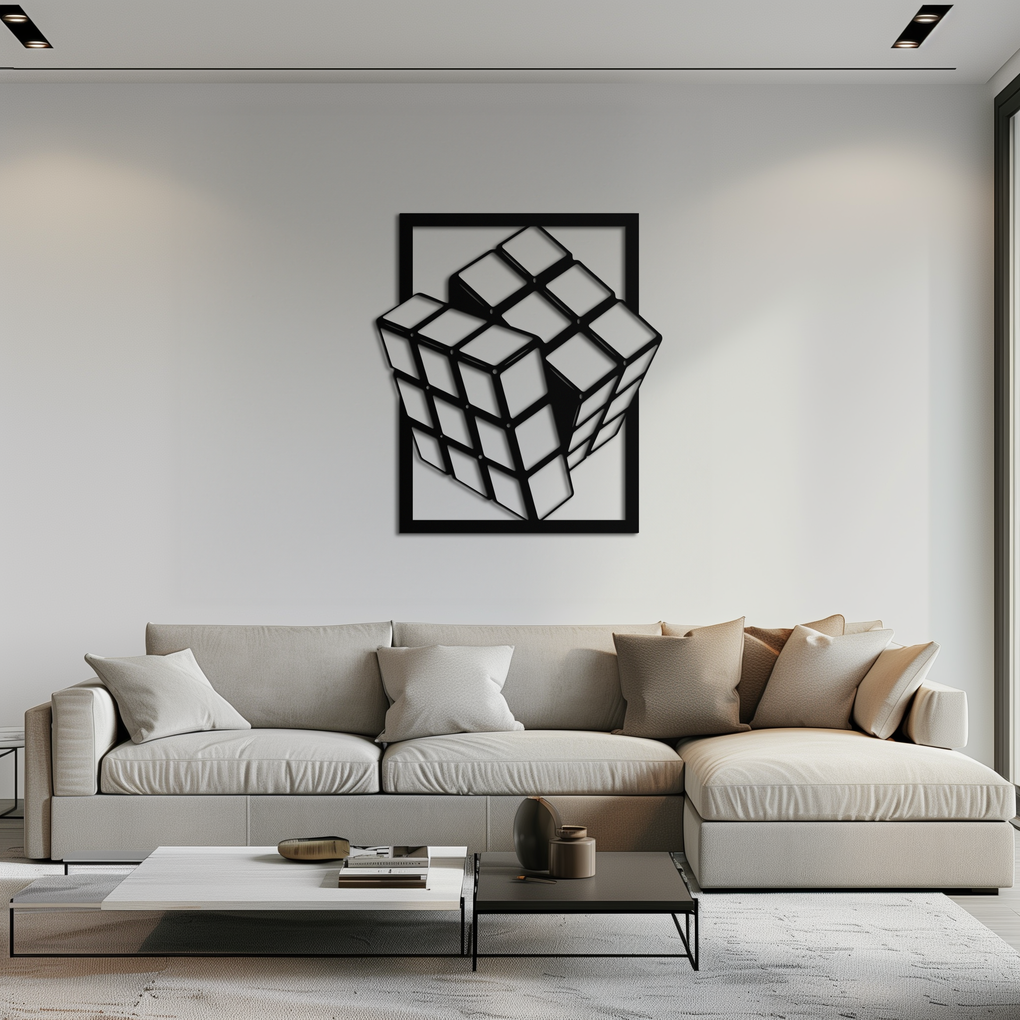 Geometric Rubik’s Cube Metal Wall Art – Modern Puzzle Enthusiast Decor - KAF197 by Enova Art