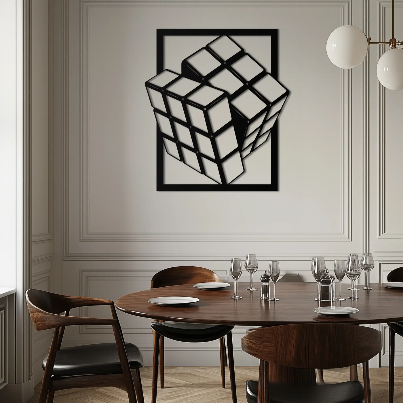 Geometric Rubik’s Cube Metal Wall Art – Modern Puzzle Enthusiast Decor - KAF197 by Enova Art