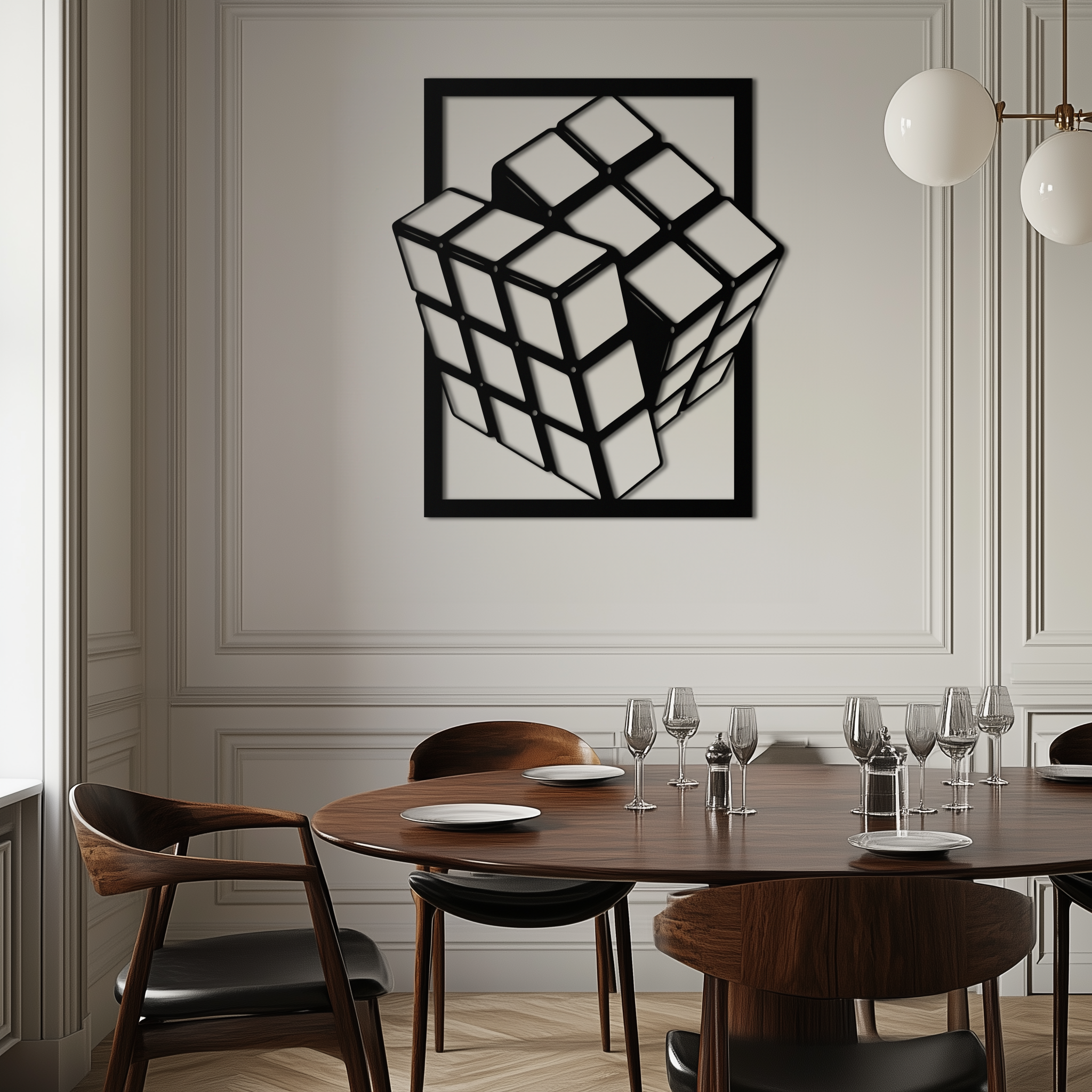 Geometric Rubik’s Cube Metal Wall Art – Modern Puzzle Enthusiast Decor - KAF197 by Enova Art